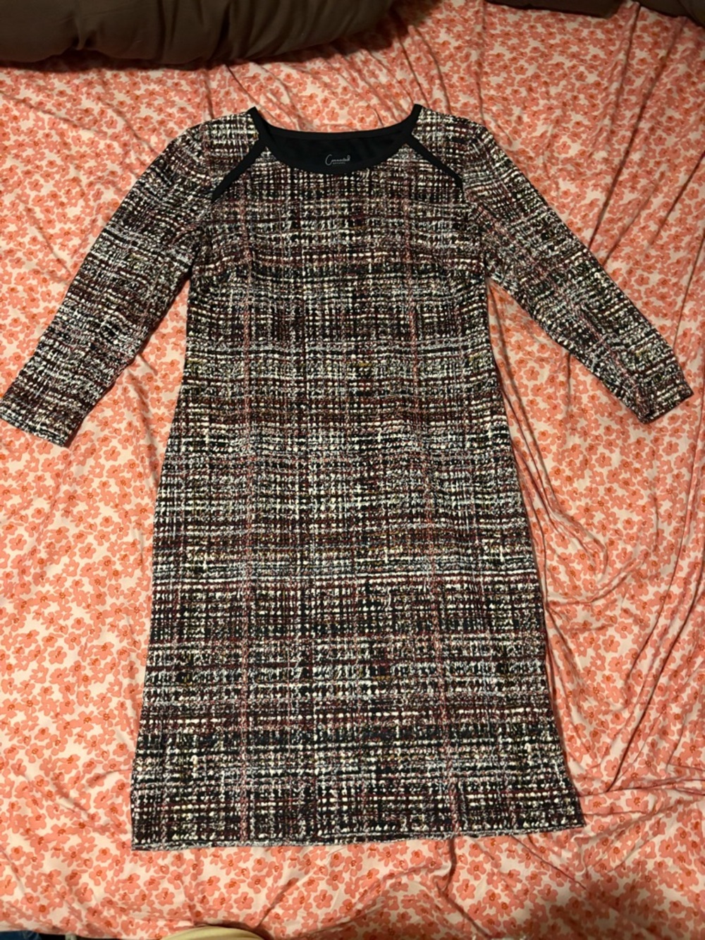 Classic Tweed Sheath Dress in Black and Multi-Color